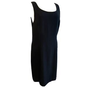 14 Taiga Paris Black Sleeveless Sheath Dress Lined Made in USA Back Zip Knee Len